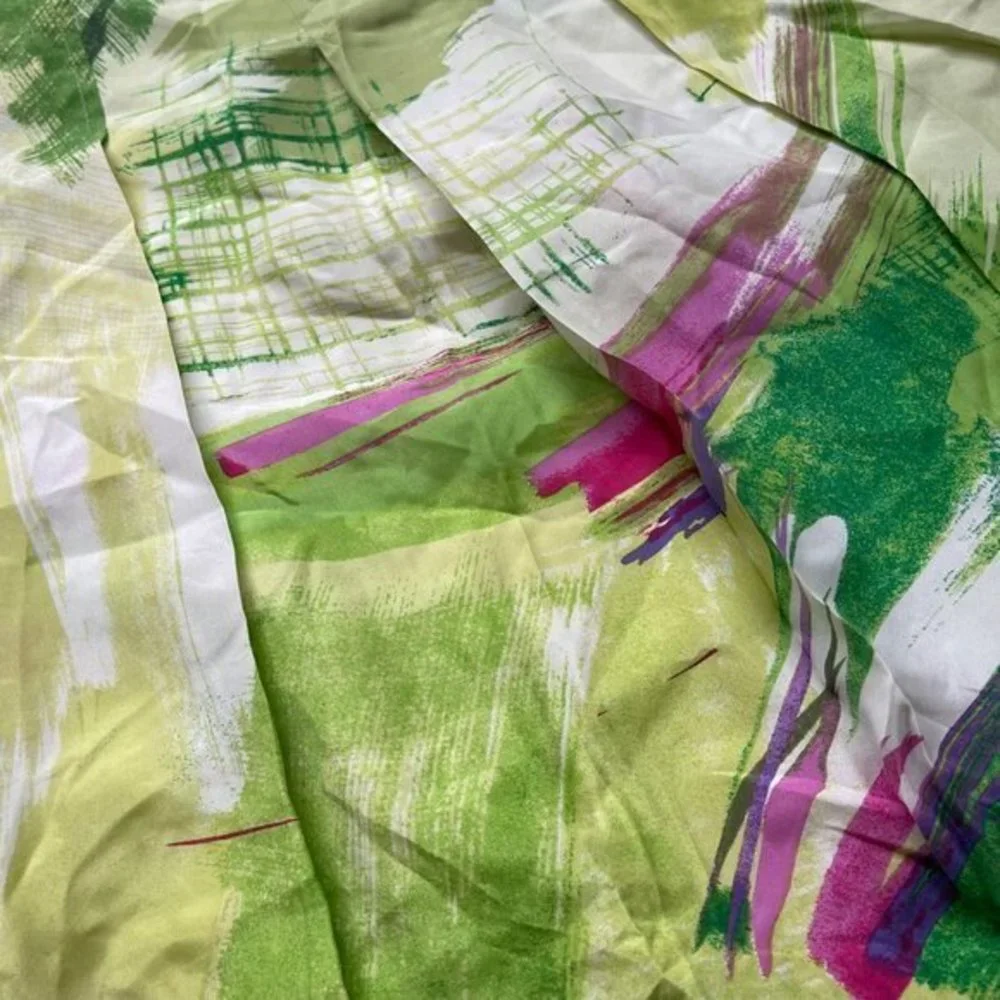 Melrose Women's Green, Pink 100% Silk Unlined Lightweight Pleated‎ Skirt Size 10